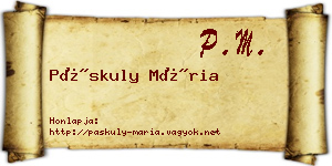 Páskuly Mária névjegykártya